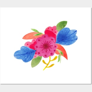 Flower colorful scandi watercolor Posters and Art